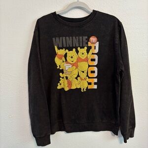 Disney Winnie the Pooh XL juniors crew neck sweatshirt black washed-out look